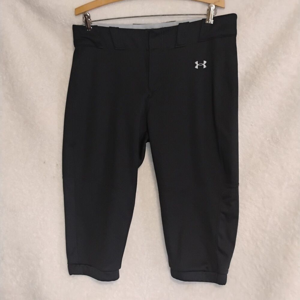 Under Armour Softball Knickers Pants Womens Large Black HeatGear Fastpitch EUC